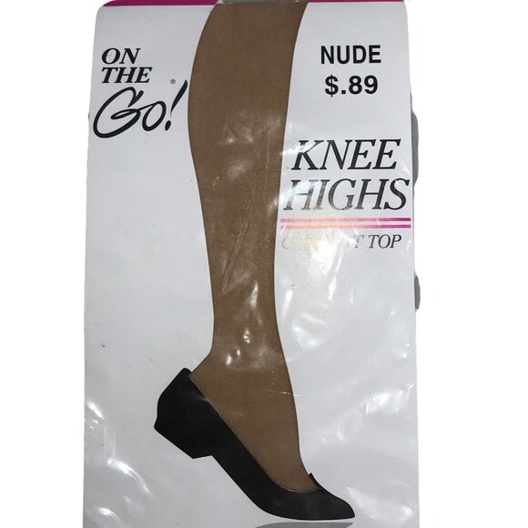 Lot Of  2 On The Go! Knee Highs Comfort Top 1-Nude 1-Jet Black Size - 8 1/2-11 - Picture 4 of 7